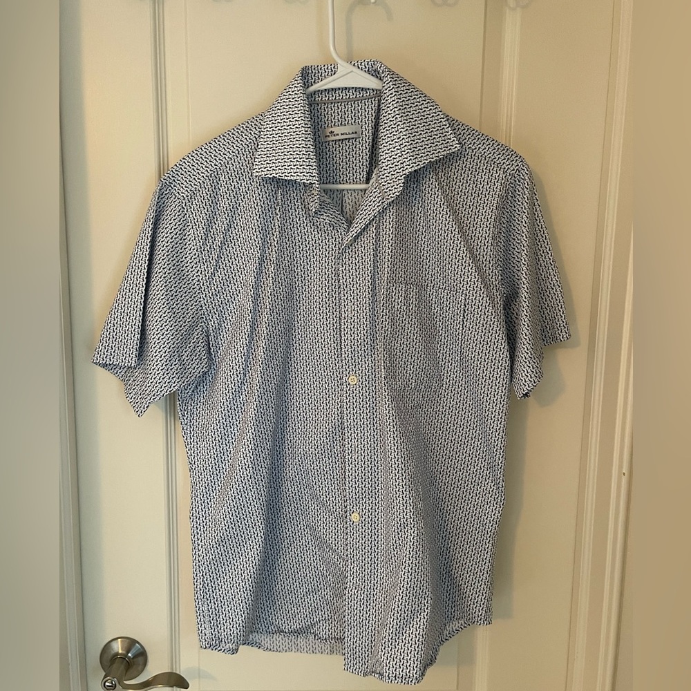 Short Sleeve Peter Millar Button Up Shirt - Medium